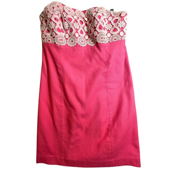 Lilly Pulitzer Bowen Dress Bodice Hotty Pink Crochet Style 78374 Womens Sz. 10 - Picture 2 of 16